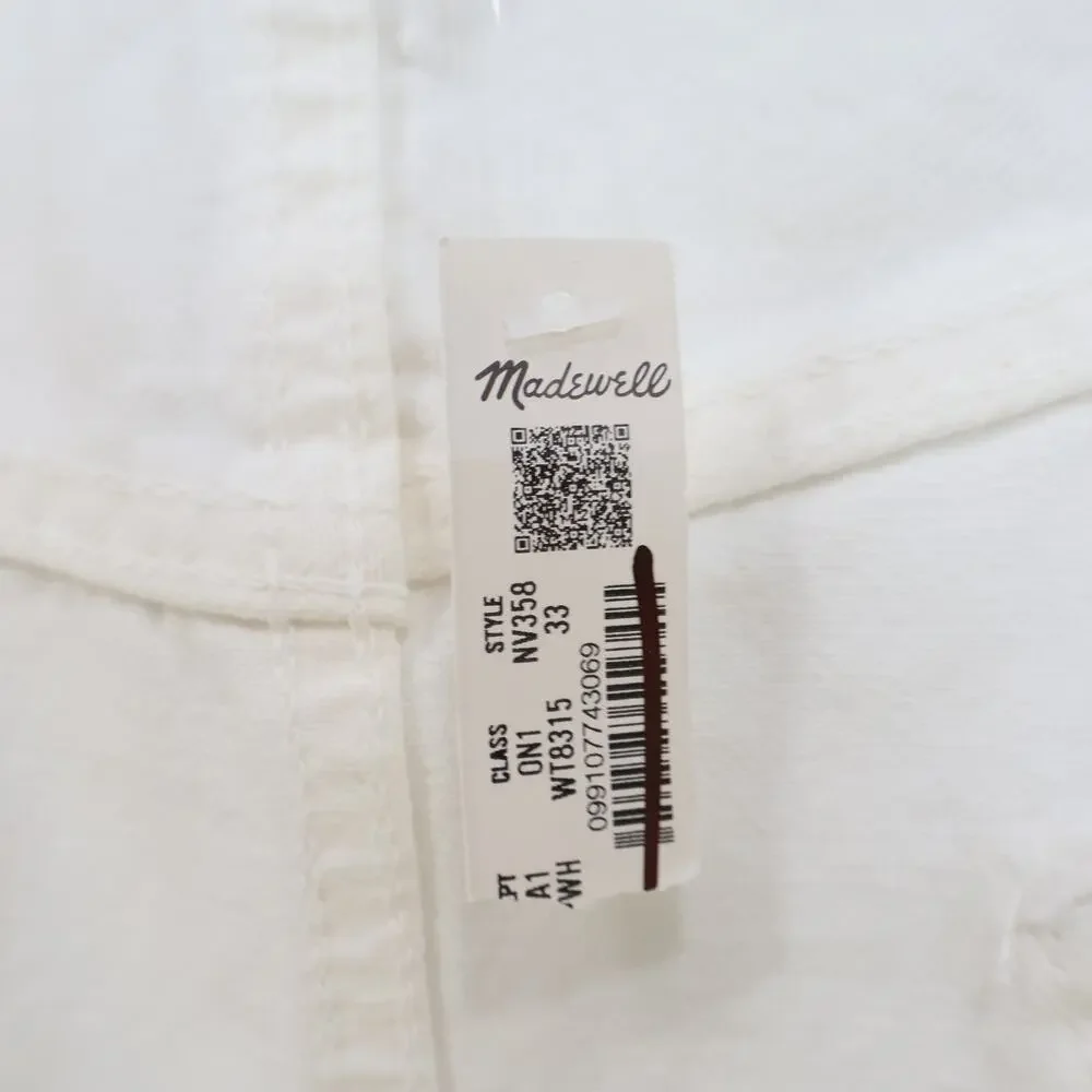 NWT Madewell Raw-Hem Mini Skirt In Pure White Rigid 100% Cotton Size 33